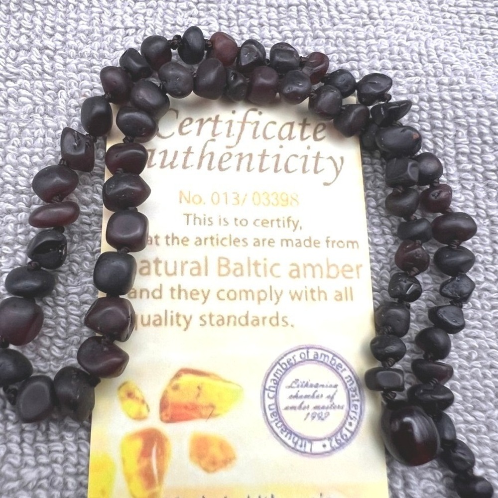 Vintage Cherry Amber Necklace Baby Natural Knotted Barrel Clasp COA 10"